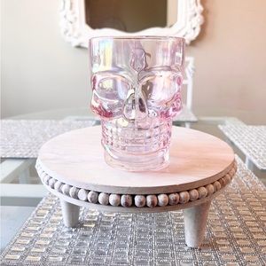 🩷☠️ PINK IRIDESCENT Glass Skull Halloween Coffee Mug NEW 17 oz